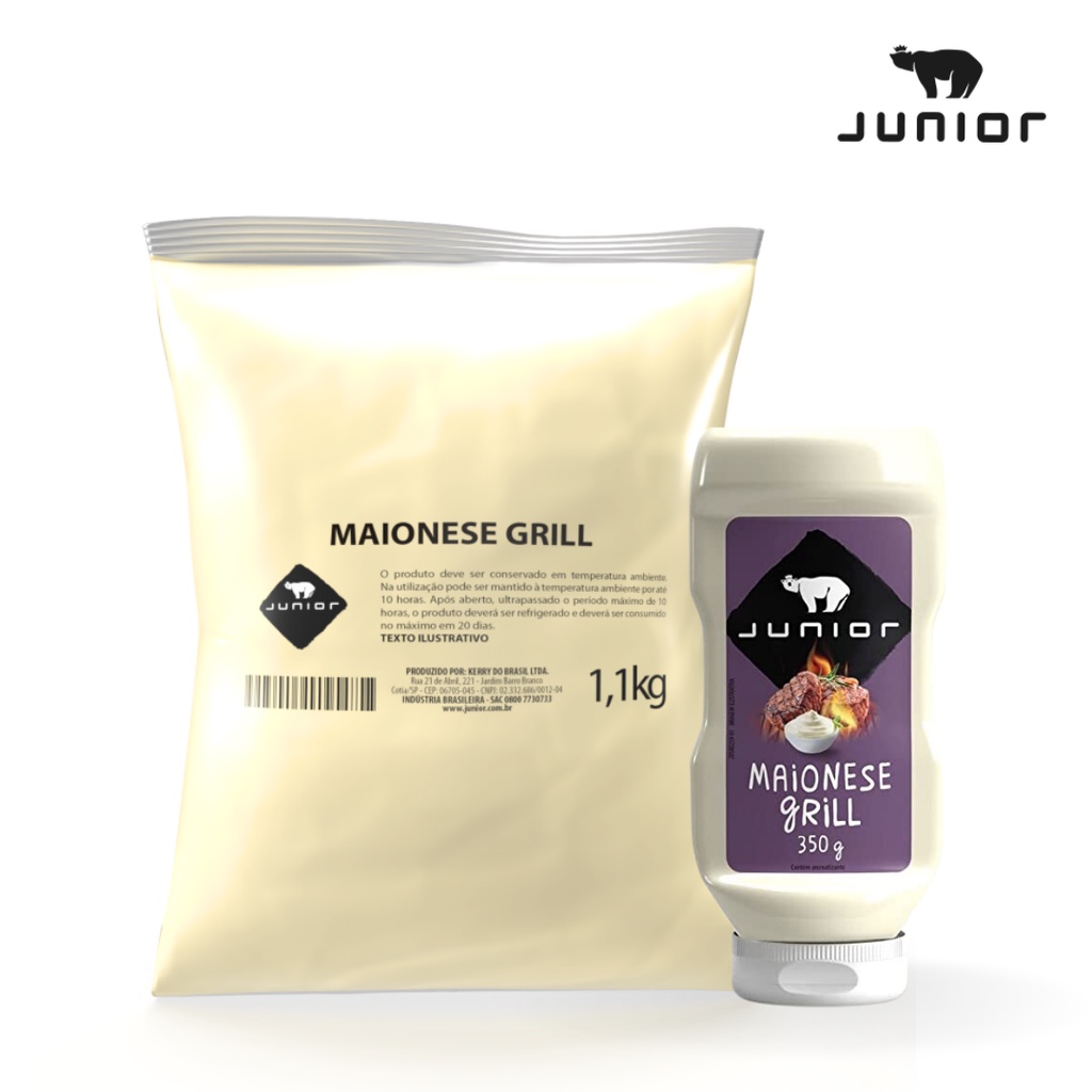 Maionese Grill Junior Molho Cremoso Gourmet Pouch 1,1Kg Molho Lanches Fritas Lanchonete Restaurante Hamburgueria