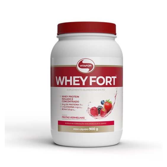 Whey Protein Whey Fort 3W Frutas Vermelhas 900g Vitafor