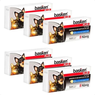 Kit 6 Vermífugo Basken Plus Antiparasitário Até 2,5 Kg Konig