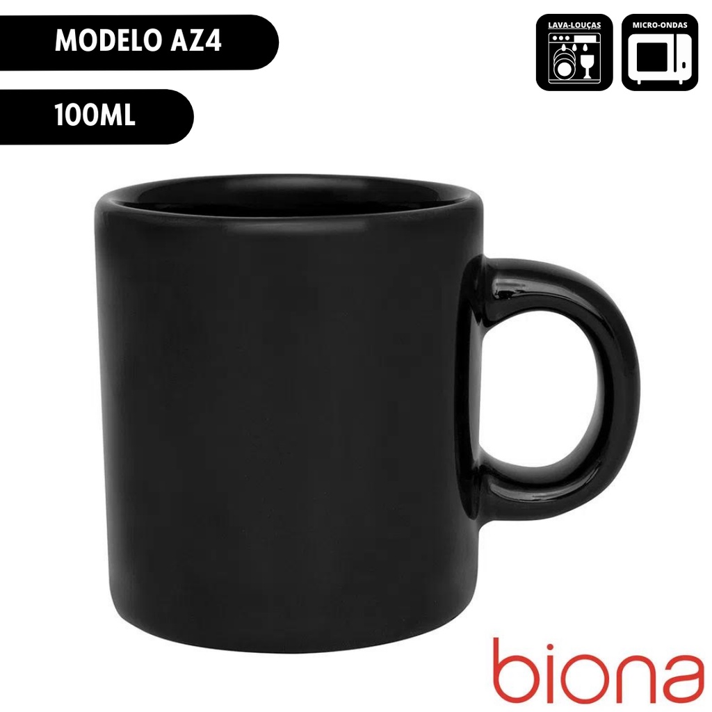 Caneca Cafezinho AZ4 100ml Preto Biona Oxford