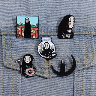 111 Estilos Desenho Animado Personagens Periféricos De Anime Japonês Esmalte De Lapela Pino Spirited Away Faceless Metal Brochura Hayao Miyazaki Manga Crachá Moda Acessórios De