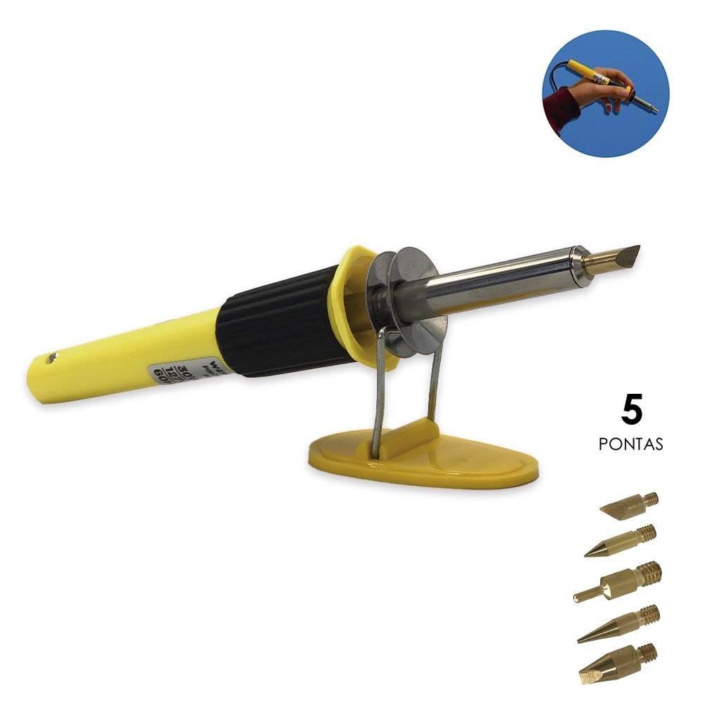 Pirografo Gravador Madeira Couro Ferro Solda 5 Pontas 127v | Shopee Brasil