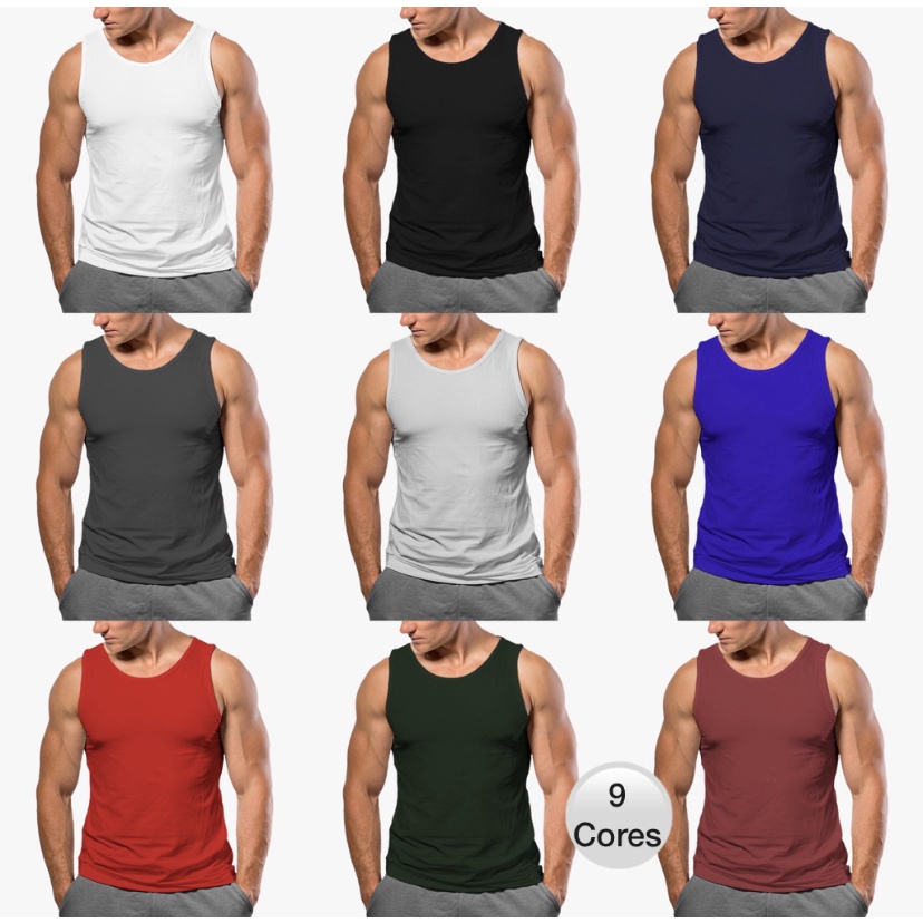 Camisetas Regata Masculina lisa 100% Algodão Básica Tradicional Academia Promoção