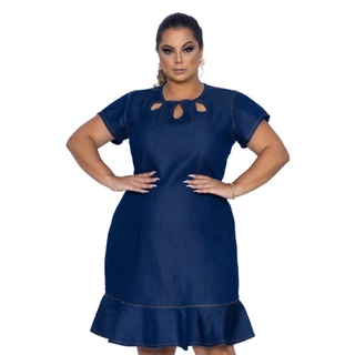 Vestido Jeans Feminino Plus Size Evangélico S Lycra Grande