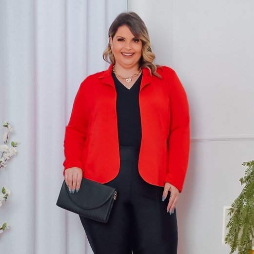 Max Blazer Plus Size Alfaiataria Vermelho