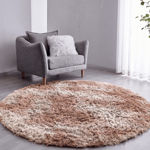 Tapete Sala Felpudo Peludo Mesclado Bege Redondo 60 Cm | Shopee Brasil