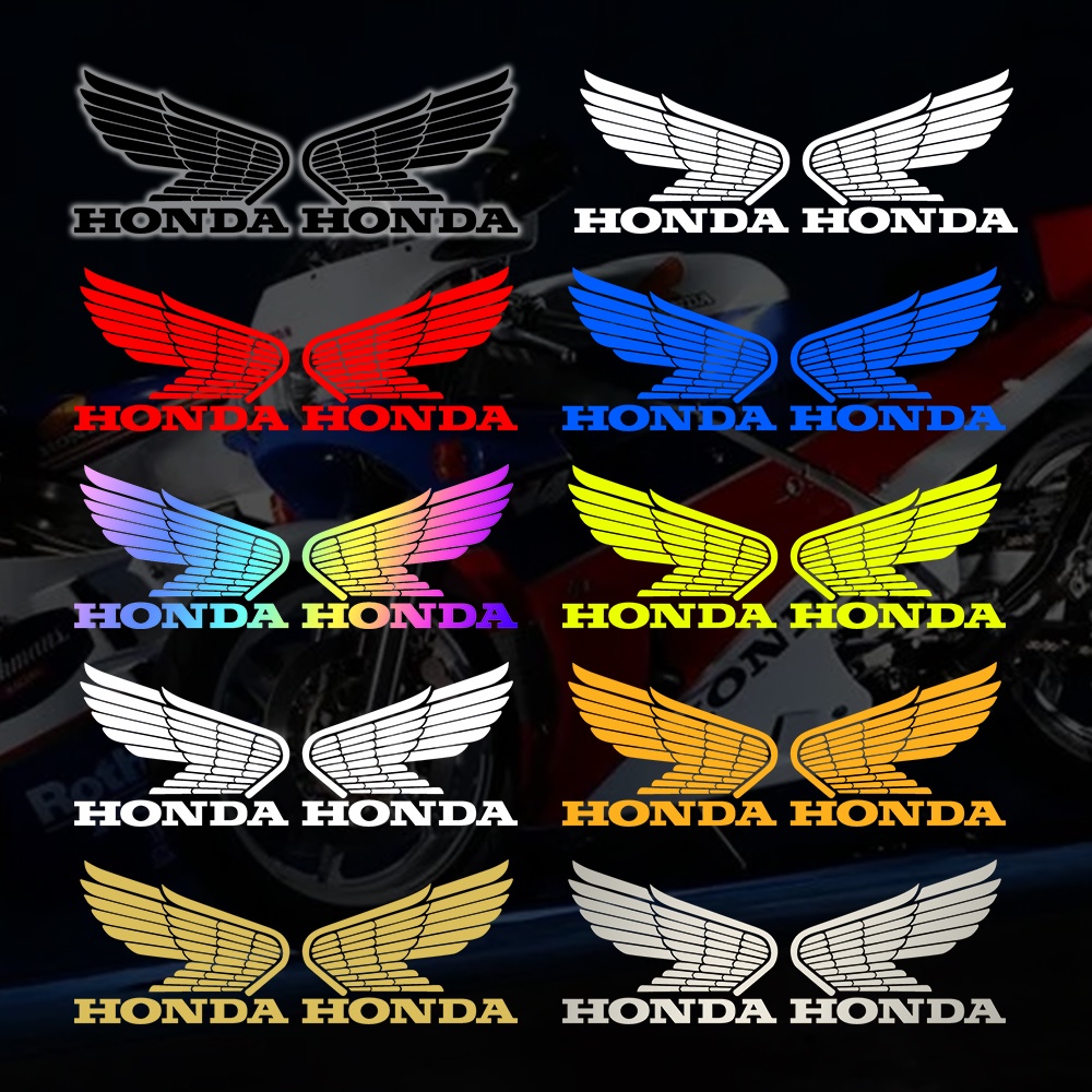 Para Honda CB300 CG125 150 160 POP110 110i 100 CRF230 XRE300 CB500F BIZ125 CBR 250R PCX 150 1 Par Wing Reflexiva Logotipo Da Motocicleta Emblema Autocolante Decoração Carroceria Capacete Decalque Acessórios