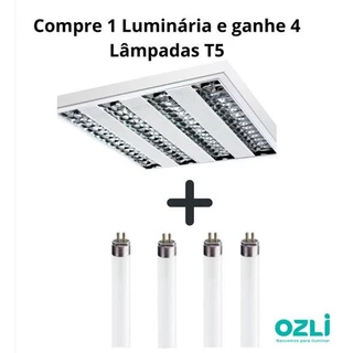 Luminária Comercial Sobrepor + 4 Lâmpadas T5