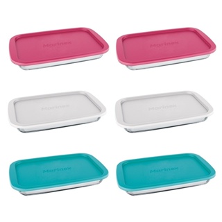 Conjunto de Assadeiras Marinex Retangular 1.6 Litros Pequena com Tampa Plástica 6 Peças