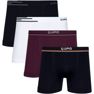 Kit com 4 Cuecas Boxer Microfibra sem Costura Lupo