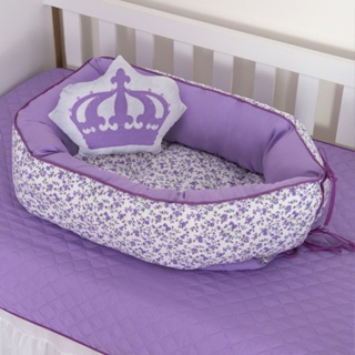 Ninho Redutor De Berco Imperial Coroa Bebe Algodao Lilas