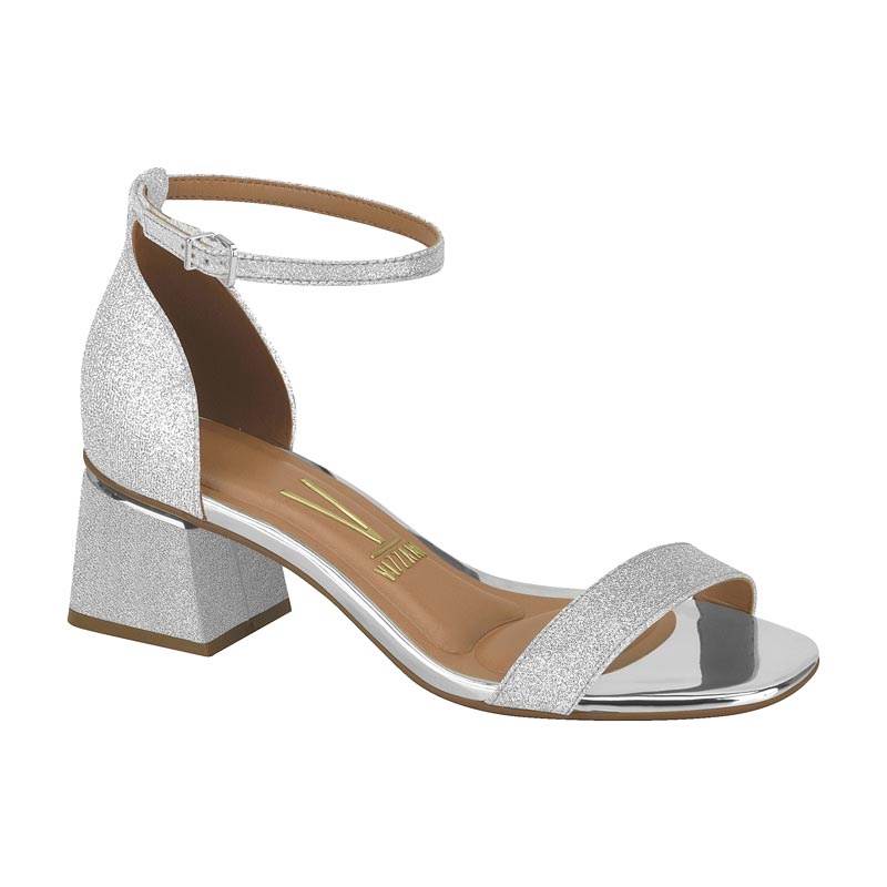 Sandalia Feminina Salto Baixo Glitter Vizzano Original Para Festa Salto  Grosso