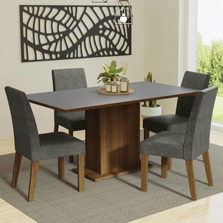 Conjunto Sala de Jantar Mesa Tampo de Madeira 4 Cadeiras Rustic/Cinza/Silver Keila Madesa em Oferta na Shopee