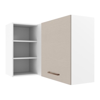 Armário Aéreo de Canto 1 Porta para linha de 60 cm de profundidade Branco/Crema Agata Madesa
