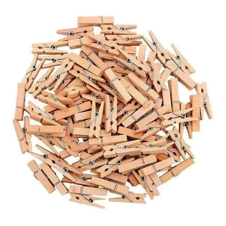 Mini Prendedor Madeira 3,5cm Com 50 Unidades Natural em Oferta na Shopee