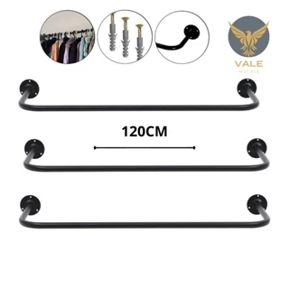 kit com 3 Araras de Parede - Preta 120cm