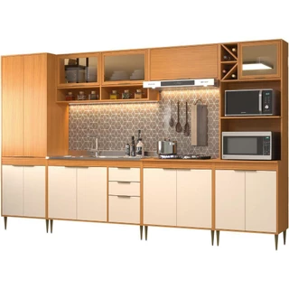 Cozinha Modulada Móveis Sul Francini 14 Portas 2 Gavetas MDP 210x330x65cm