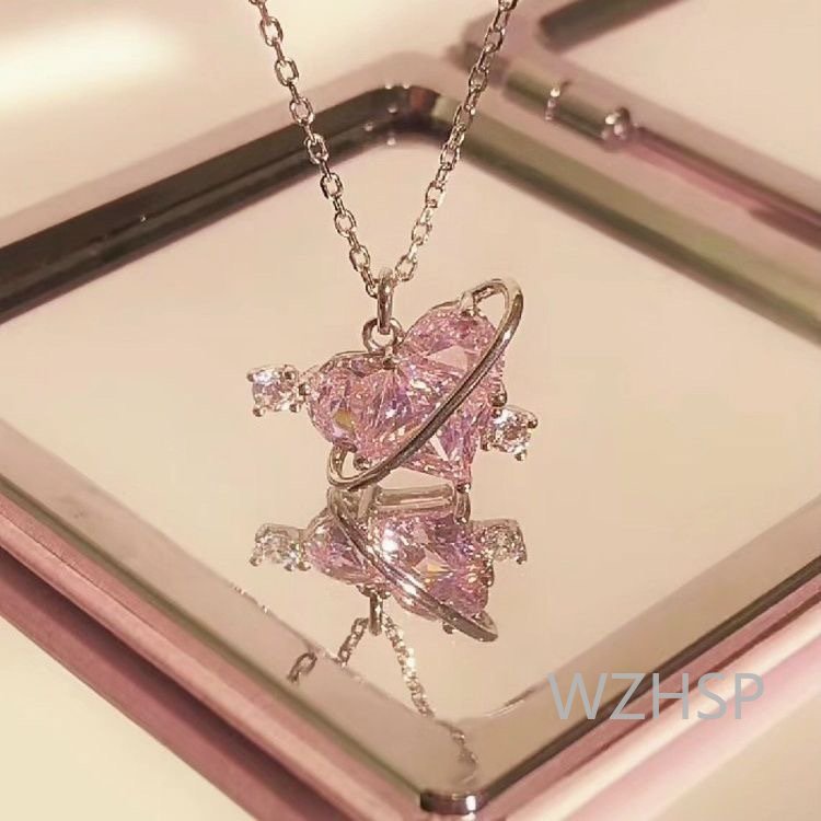 Novo Colar Planeta Do Amor De Chegada Com Design Único E Cadeia De Colarinho De Diamante Rosa De Alta Qualidade