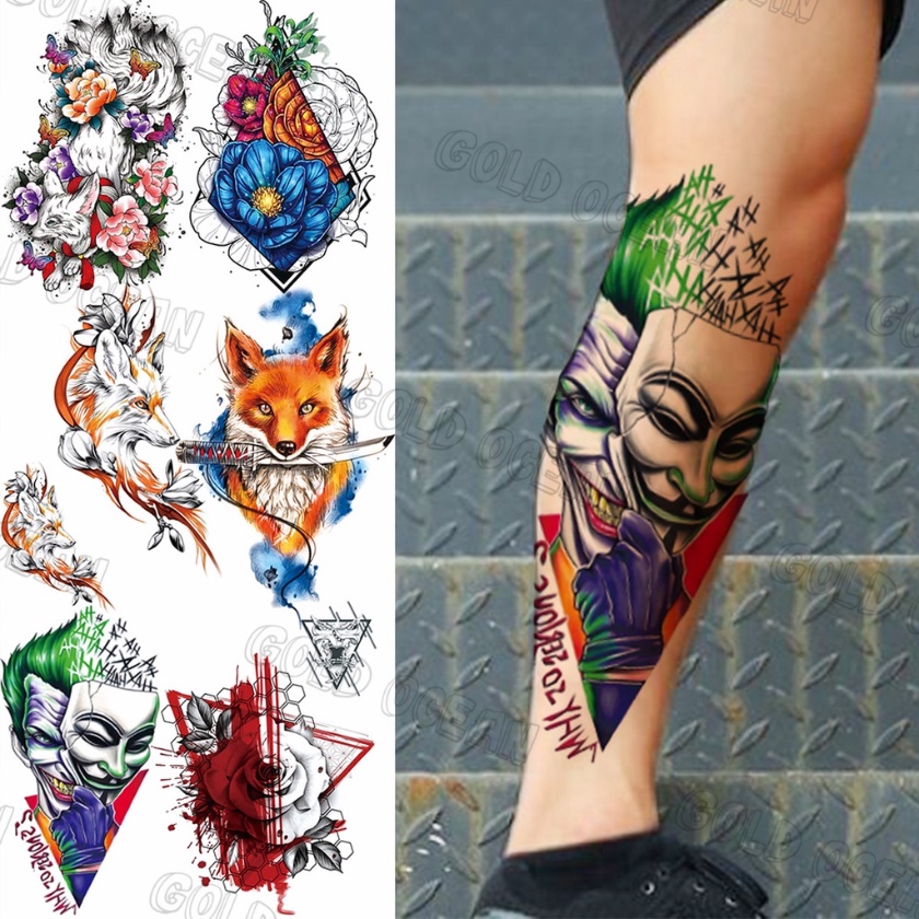 Em promoção! Impermeável Da Etiqueta Temporária Tatuagem Linha De Cavalo  Flor Tatuagens De Leão Crânio índios Xamã Arte No Corpo, Braço Falsa Tatoo  Mulheres Homens