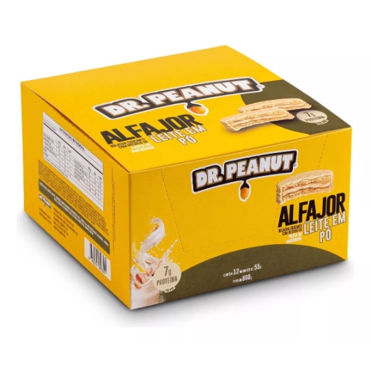 Alfajor Dr.Peanut com Whey Protein 12un de 55g - Chocolate Branco