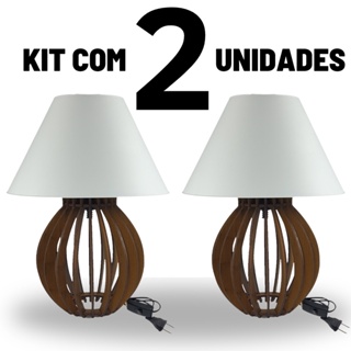 2 Abajur Luminária Com Cúpula de Mesa Quarto Escritório Sala