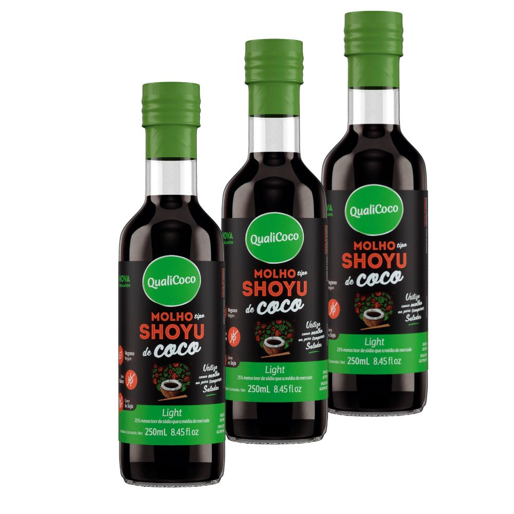 Kit Shoyu de Coco Light Qualicoco - 3 unidades | Shopee Brasil
