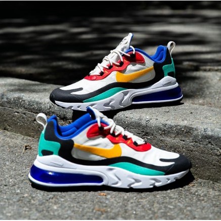 Tenis Nike Air Max 270 React Colorido Masculino Bolha branco/preto/azul/amarelo/roxo PROMOÇÃO