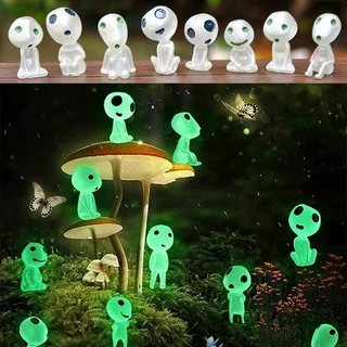 10Pcs/Set Ghibli Kodama Tree Spirit Princesa Mononoke Mini Action Figura Brilha No Escuro Bonecas De Elfos Luminosos Figuras Brinquedos