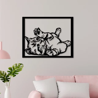 Quadro Vazado em MDF 6mm Gato Deitado 38x45
