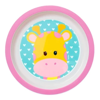 Pratinho Rosa Girafa 6M+ Buba Alça Acetato Compatível Com Micro ondas Ideal Para Papinhas E Frutas