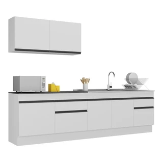 Armário de Cozinha Compacta com Rodapé Veneza Multimóveis MP2111.964 Branco/Preto