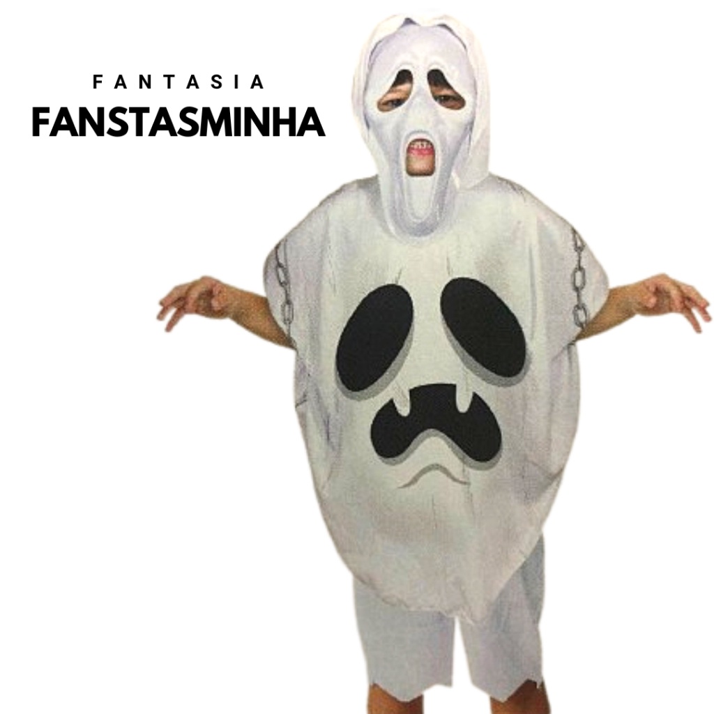 Fantasia Halloween Túnica Fantasma Infantil Anjo - Fantasias