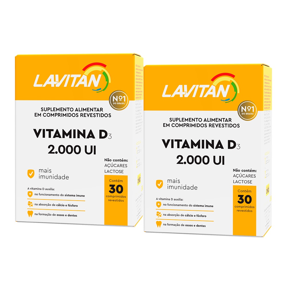 Vitamina D Lavitan 2.000 UI Com 30 Comprimidos 2 Caixas