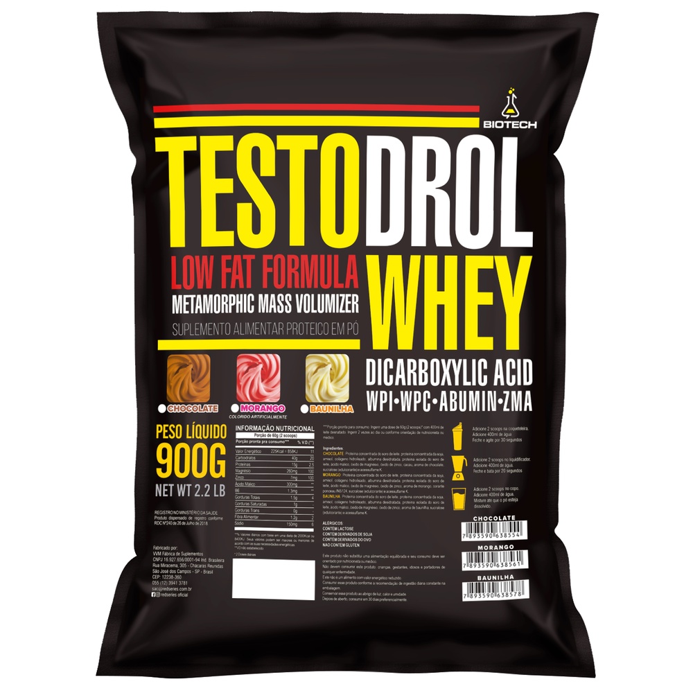 Whey Isolado e Concentrado Blend Testodrol – 900g Refil