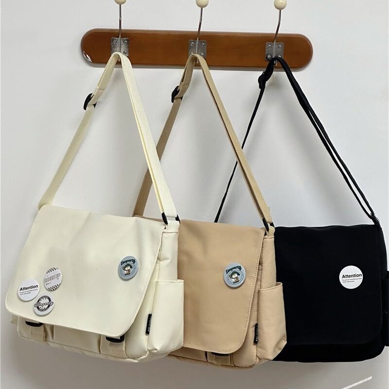 Bolsa Escolar Japonesa Ins Sólida Cor Mensageiro De Grande Capacidade Aluno A De Ombro Único Casual Feminina , Nylon