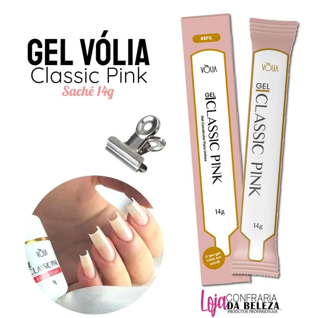 Gel Classic Pink Vólia Sachê 14g para Alongamento de Unha | Shopee Brasil