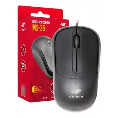 Mouse Óptico Com Fio Usb 1000dpi Barato Office C3tech Preto