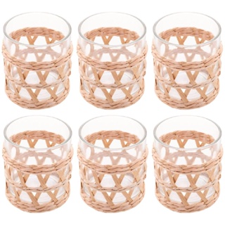 Conjunto Jogo 4 Copos Baixos de Vidro Cristal Sisal Água Suco Drink 320ml Wolff