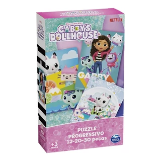 Quebra Cabeça Puzzle Progressivo 12-20-30 Peças Gabbys Dollhouse 04371 - Grow