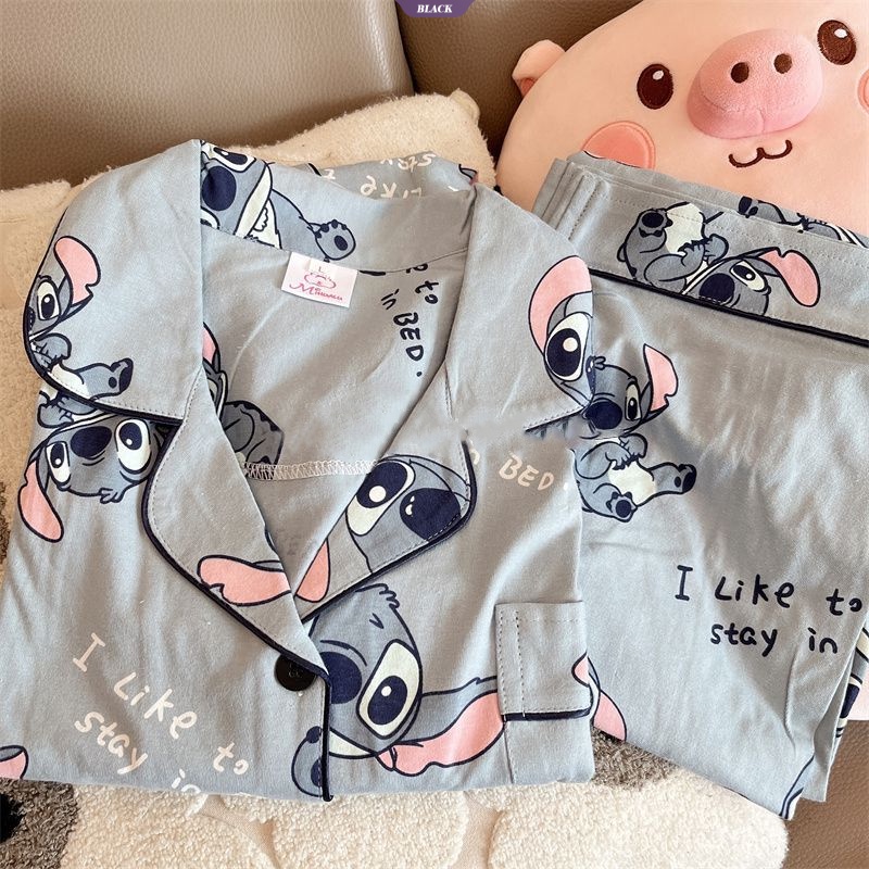 Conjunto De Pijama Impresso Fofo Dormitório Meninas Primavera E Outono Estudante INS Estilo Nova Calça De Manga Longa Solta Mobiliário Minimalista Kawaii [BL]