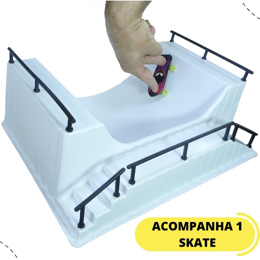 Pista Skate De Dedo Half Radical + Skate Manobras Radicais - 215