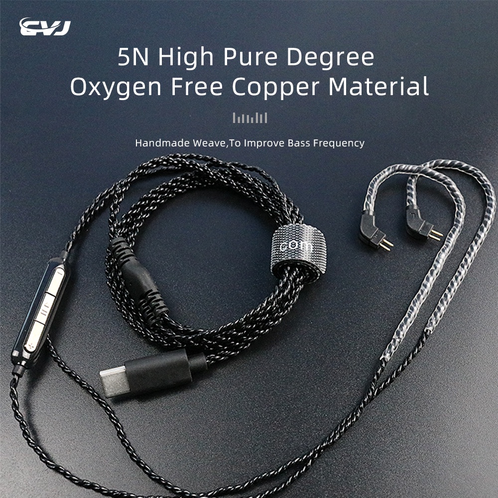 CVJ V6 TYPEC HD DAC Fone De Ouvido De Alta Fidelidade Sem Perdas Cabo De Transmissão Aptx Acessórios Para TRN KZ
