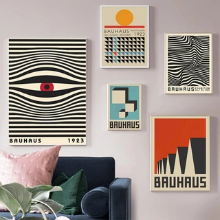 Linhas Abstratas Bauhaus Geometry Pôsteres De Listras Quadros Nórdicos Vintage De Parede Arte Tela Pintura E Impressões Para Decoração De Sala De Estar