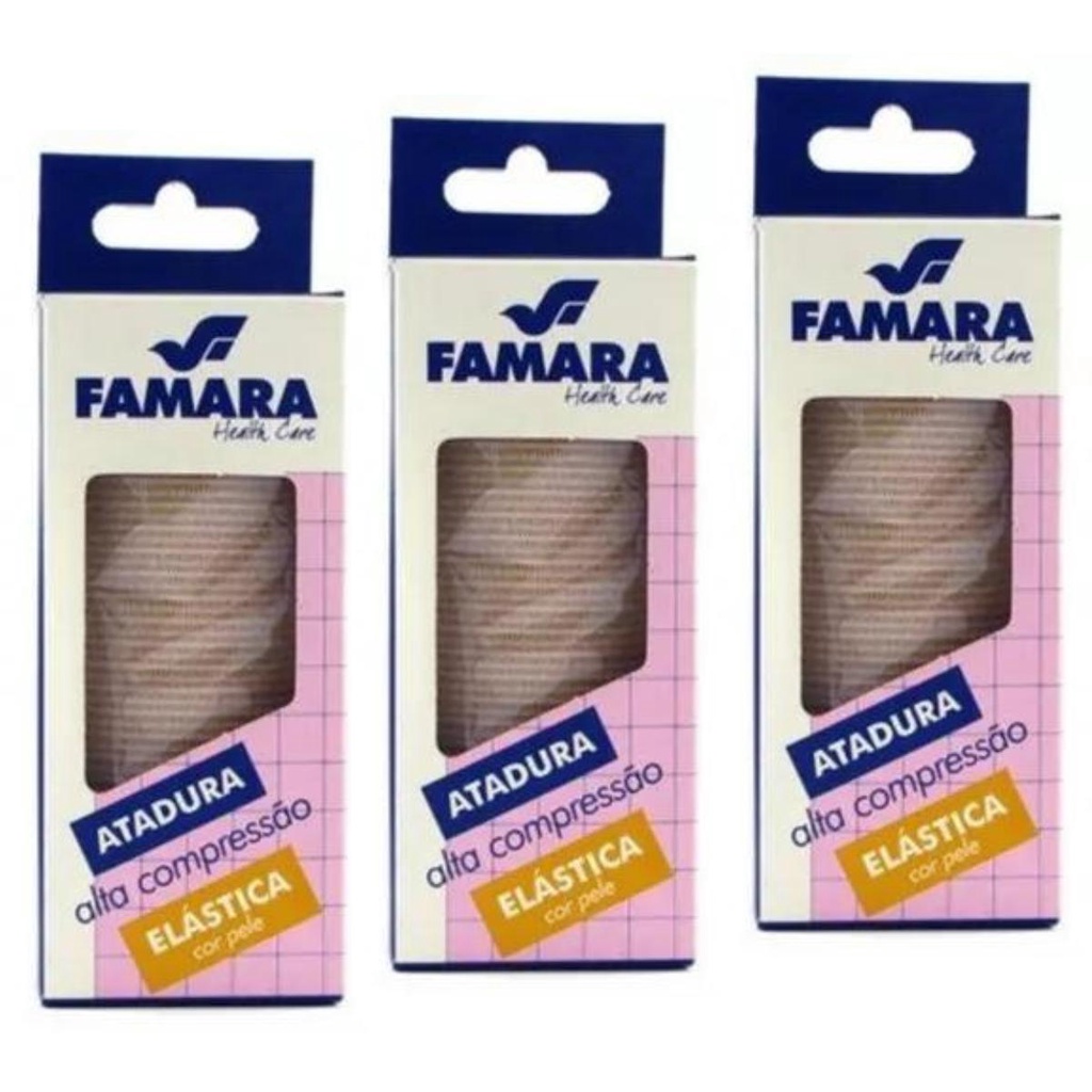 Kit 3 Atadura Elástica 10cm x 1,30m Alta compressão Famara Natural ...
