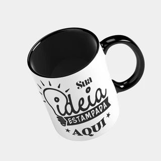 Caneca Preta, Personalizada com sua Foto, logo