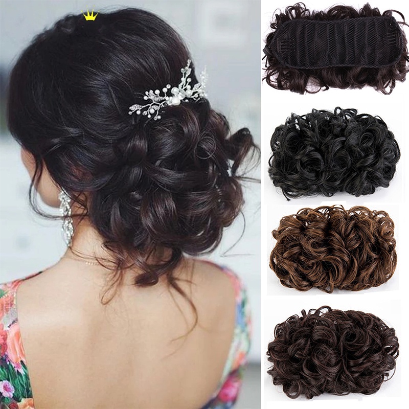 Penteado De Cabelo Cacheado Bagunçado Coque Extensão De Elásticos De  Cabelo, 1 Pçs Cacheado Ondulado Coque Sintético Pedaço De Cabelo Grampo De  Cabelo Coque Chignon Para Mulheres Meninas Puff Rabo