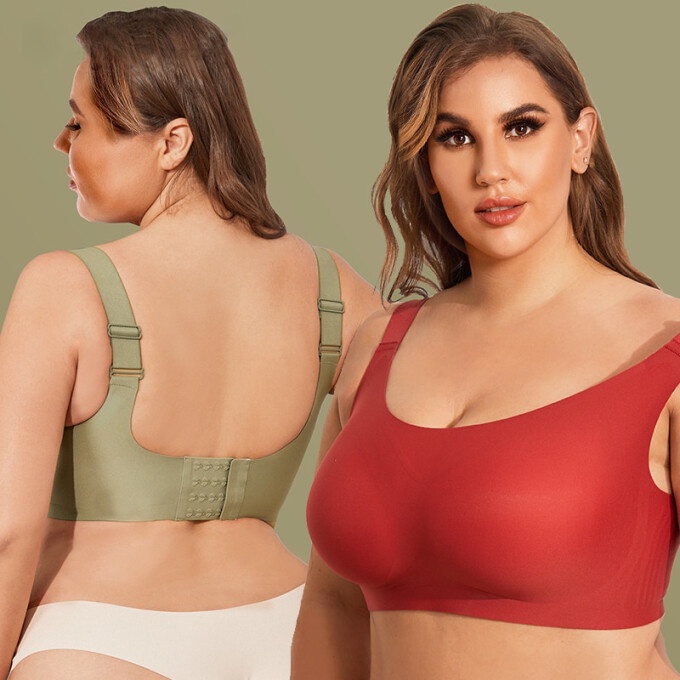 Kit 3 Plus Tamanho Soutien Sem Costura Roupa Íntima Feminina Fio M-4XL
