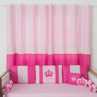 Cortina Imperial 2,00M Infantil Bebe ALGODAO rosa pink ENXOVAL