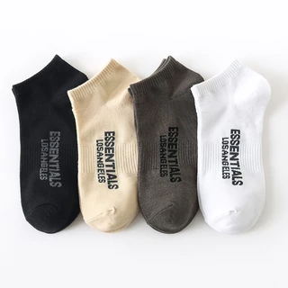 Essentials Meias De Moda Européias E Americanas Curtas Européia Americana Masculina Carta Esportivas De Algodão Absorvente De Suor , Resistente Ao Odor , Maré De Topo Baixo