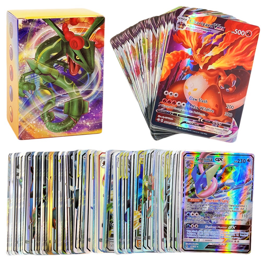 20/50/100pcs Cartão Pokémon Raro Charizard Vmax Cartões Comerciais Inglês